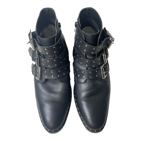 ASOS Women’s Asher Studded Black Leather Buckle Ankle Boots - Picture 9 of 11